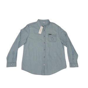 Calvin Klein Men's Large Shirt NEW WITH TAGS Blue‎ Button Up Long Sleeve